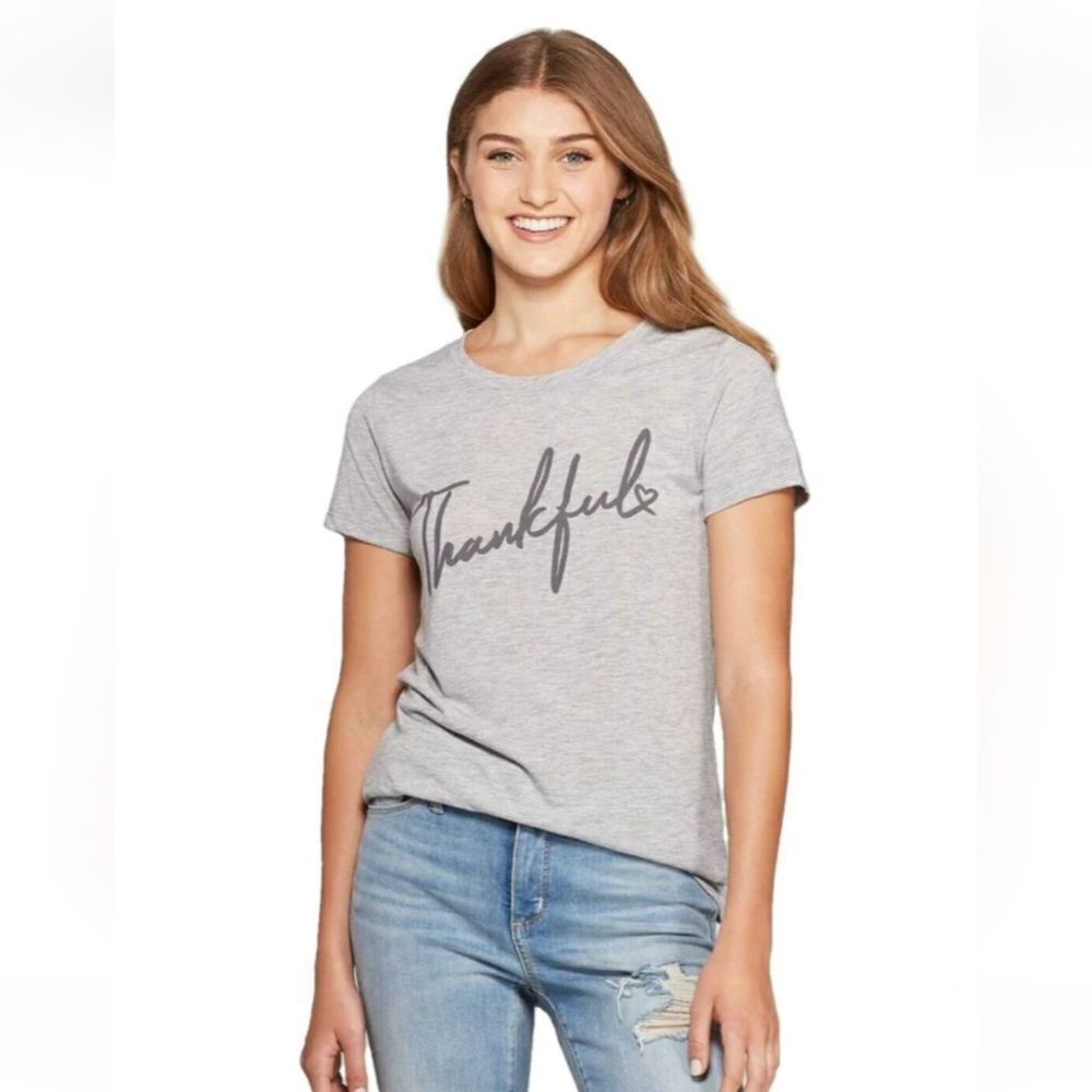 Zoe + Liv "Thankful" Short Sleeve Long Tshirt sz Lg